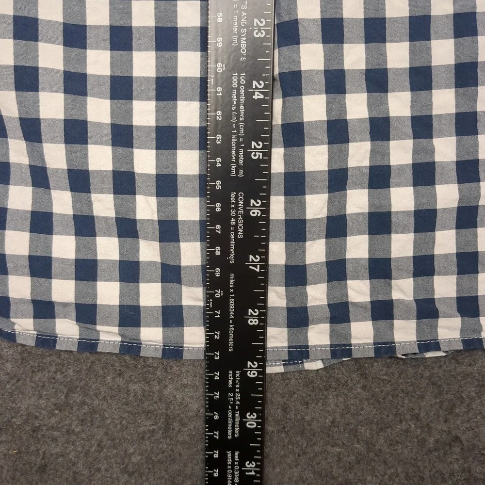 J Crew Slim Fit Gingham Check Button Down Shirt Mens Large Blue White Cotton‎
